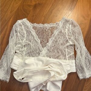 Jenny Yoo White Wraparound Top